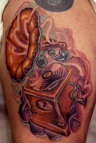 Tattoos - Music tattoos - Gramaphone Tattoo